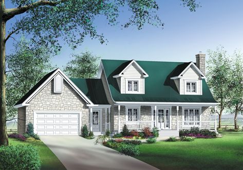 Martin Lane Country Home European House Plan Front of Home - Martin Lane Country Home 126D-0694 | House Plans and More from houseplansandmore.com House Plans With Attached Garage, Cape House Plans, Cape Cod House Exterior, Design Seed, Cape Style Homes, Cape Cod House Plans, Bungalow Floor Plans, Cape Cod Style House, Garage House Plans