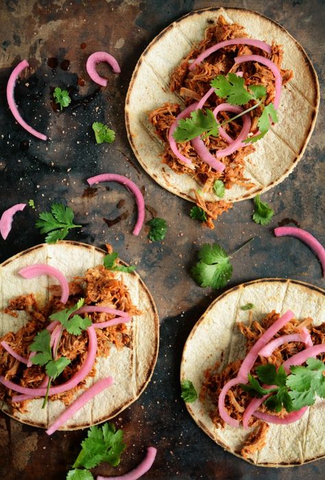 Slow Cooker Cochinita Pibil Tacos (Yucatan Pulled Pork) Homemade Tacos, Latin Food, Pork Dishes, Food Trucks, Pulled Pork, Food Truck, Slow Cooker Recipes, Pot Recipes, Cilantro