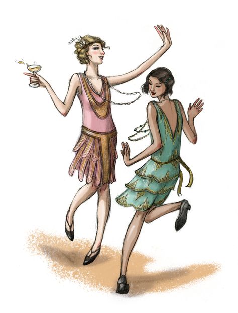 Art Deco People Illustration, Flapper Girl Art, 1920s Dance, Flapper Fanny, Flapper Girls, 1920s Women, Flapper Art, Alvin Ailey, Hay Fever