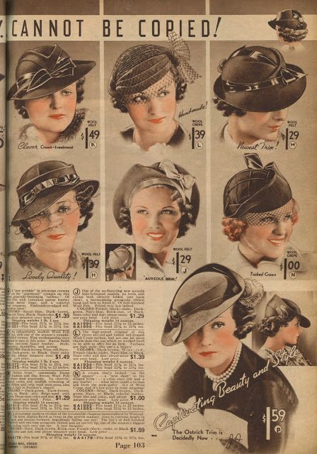 Catalog Sunday: 1930s hats edition 1930s Hats, Madeleine Vionnet, Madame Gres, 1930 Fashion, Fashion 1940s, Derby Hats Fascinators, Mad Hatter Hats, Women Hats, Illustrations Art