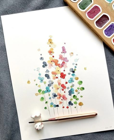 Watercolor Pans, Watercolor Birthday Cards, 강아지 그림, Diy Watercolor Painting, Painting Ideas On Canvas, Watercolor Flower Art, Watercolor Painting Techniques, Diy Watercolor, Watercolor Art Lessons