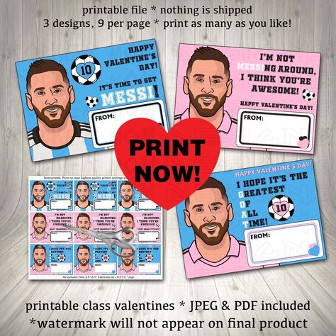 Soccer Valentine Ideas, Soccer Valentines Cards, Soccer Valentines, Sports Valentines, Valentine Party Favors, Argentina Soccer, Class Valentines, Printable Valentines Cards, Printable Valentines