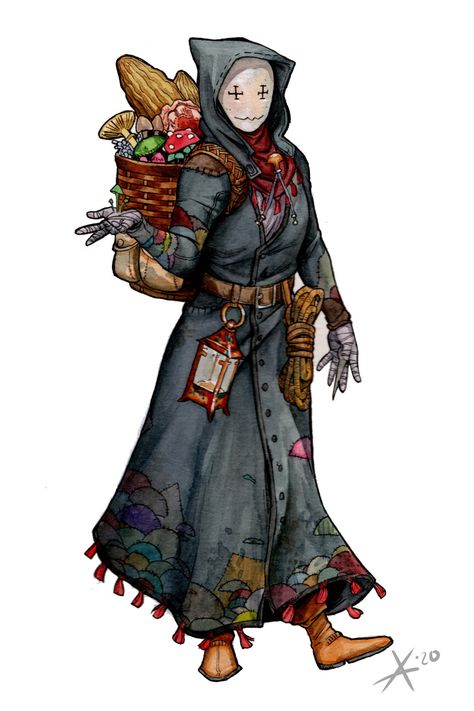 Dnd Changling Character Art, Dnd Design Art, Mushroom Dnd Character, Dnd Desert Character, Dnd Merchant, Merchant Character Design, Druid Character Art, D&d Character Art, Desert Druid