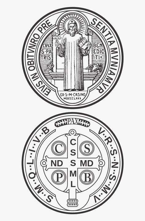 Rule Of St Benedict, Catholic Tattoos, Catholic Symbols, Sao Bento, St Benedict Cross, St Benedict Medal, Sigil Tattoo, Benedict Medal, Saint Quotes Catholic