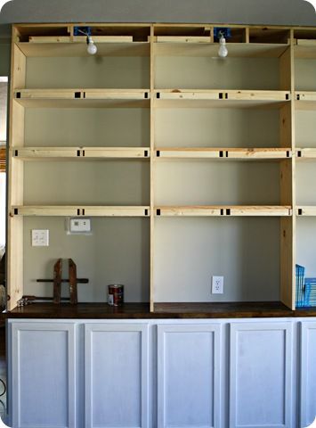 Library built ins update (so close!!) from Thrifty Decor Chick Library Built Ins, Organized Office, Home Office Built Ins, Office Built Ins, Built In Shelves Living Room, Bookcase Diy, Making Furniture, Book Cases, Thrifty Decor Chick