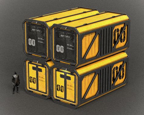 ArtStation - Sci-fi Shipping Container PBR Sci Fi Carrier, Sci Fi Capsule Concept Art, Sci Fi Crate, Sci Fi Container, Container Fortress, Sci Fi Military Base, Sci Fi Ship, Low Poly Games, Container Ideas