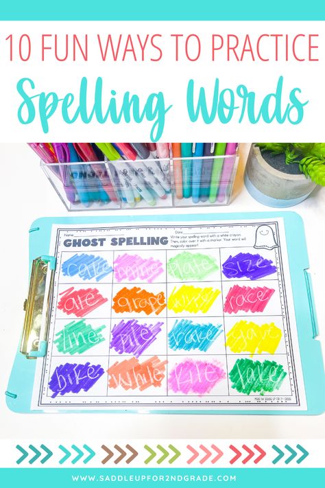 Are you looking for fun ways to practice spelling words in 2nd grade? Read on for 10 spelling activities your students will enjoy that you can do with any word list. These activities are fun, hands-on, engaging, and incorporate cross-curricular learning. #spellingactivities #spellingpractice Educational Activities For 2nd Grade, Fun Spelling Test Ideas, Spelling Stations 1st Grade, Phonics And Spelling Activities, Fun Spelling Practice, Ideas For Spelling Word Practice, 2nd Grade Grammar Activities, Grade 1 And 2 Activities, Tactile Spelling Activities