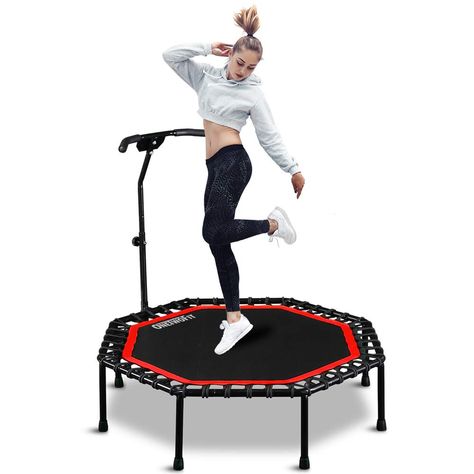 ONETWOFIT 51" Silent Trampoline with Adjustable Handle Bar, Fitness Trampoline Bungee Rebounder Jumping Cardio Trainer Workout for Adults ** Check out this great product. (This is an affiliate link) Fitness Trampoline, Adrenal Health, Trampoline Workout, Mini Trampoline, Leg Training, Sports Toys, Trampolines, Style Savvy, Waist Training