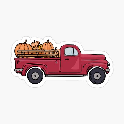 Get my art printed on awesome products. Support me at Redbubble #RBandME: https://www.redbubble.com/i/sticker/Vintage-Pumpkin-Truck-by-alexnoellejones/164830514.JCQM3?asc=u Truck With Pumpkins, Vintage Pumpkin, Truck Stickers, Pumpkin Truck, Truck Bed, Pickup Truck, Buy Vintage, Pickup Trucks, Spooky Season