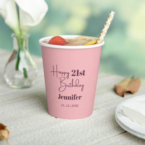 Paper Cup Crafts, Birthday Room, Games Night, Birthday Room Decorations, Cute Happy Birthday, Happy 21st Birthday, Cup Crafts, Birthday Cup, Diy Cups