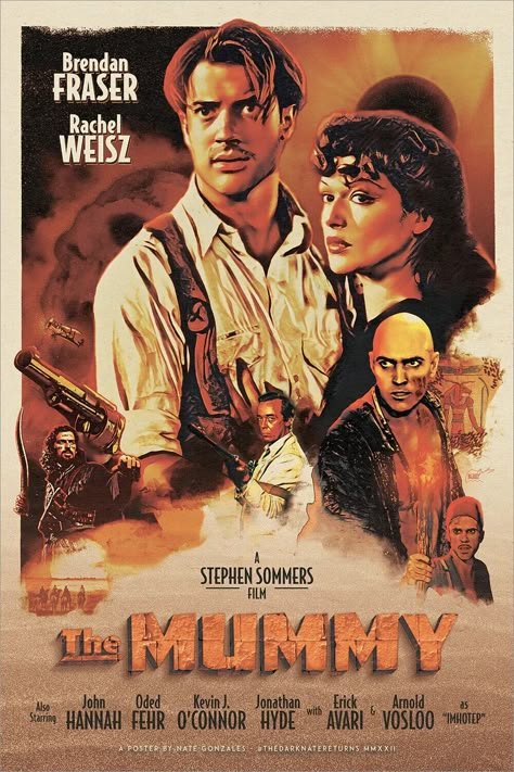 The Mummy Film, Mummy Art, Mummy Movie, Screen Print Poster, Fan Poster, Brendan Fraser, The Mummy, Rachel Weisz, Fantasy Movies