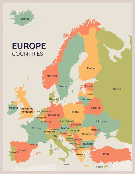 Map Of European Countries, Europe Map Printable, World Map With Countries, Maps Aesthetic, Map Of Europe, European Map, Europe Continent, Europe Countries, Geography Map