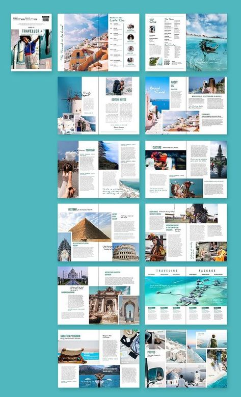 Digital Magazine Design, Travel Magazine Design, Travel Guide Book Design, Travel Magazine Layout, Guidebook Design, Magazine Page Layouts, Indesign Layout, Magazine Layout Inspiration, Modern Magazine