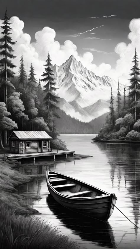 Pencil Drawing Nature Landscape, Landscape Shading Pencil, Graphite Pencil Drawings Landscapes, Deer Scenery Drawing, Pencil Art Drawings Scenery, Scenery Sketch Landscapes, Landscape Pencil Drawings Easy, Nature Sketches Pencil Beautiful, Realistic Sketches Nature