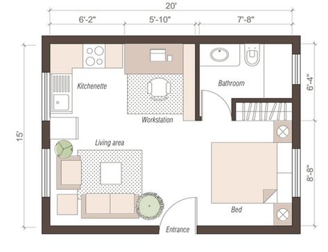 300-sqft Studio Apartment Layout Ideas with Plans and Tips – Diyversify Tiny Studio Apartments Layout, Apartment Layout Ideas, Studio Apartment Plan, Small Apartment Floor Plans, Small Apartment Layout, Studio Apartment Floor Plans, Small House Blueprints, Studio Floor Plans, Tiny Studio Apartments