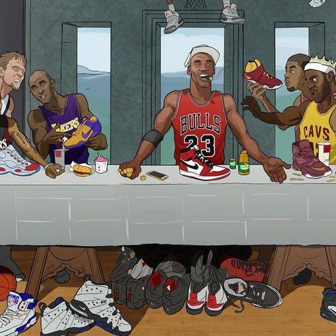 NBA Superstar Last Supper Illustration #wakeboardingtips Last Supper Illustration, Truck Photo, Street Basketball, Nba Basketball Art, Bola Basket, Nba Art, Nba Wallpapers, Basketball Wallpaper, Basketball Art