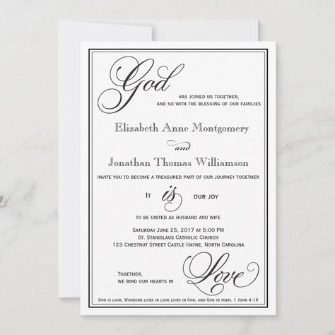 God is Love Christian Script Wedding Invitation  Zazzle Christian Wedding Invitation, Christian Wedding Invitations, Small Backyard Wedding, Script Wedding Invitations, Love Christian, Religious Wedding, Wedding Invitation Inspiration, Handmade Wedding Invitations, Wedding Invitation Card Design