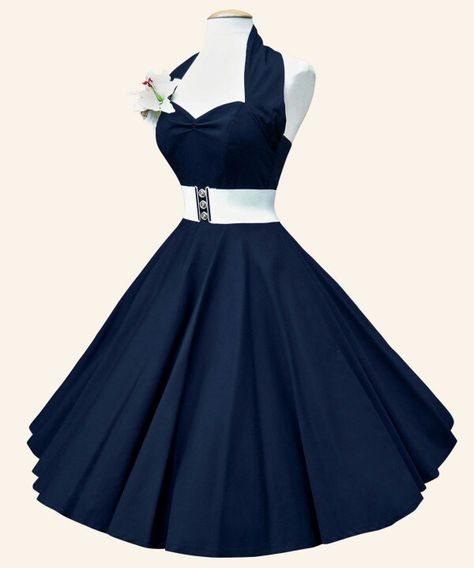 Cute 50s dress Áo Blu, Robes Vintage, Look Retro, Cute Dress Outfits, Plain Dress, 50s Dresses, Vintage Style Dresses, 1950s Dress, Halterneck Dress