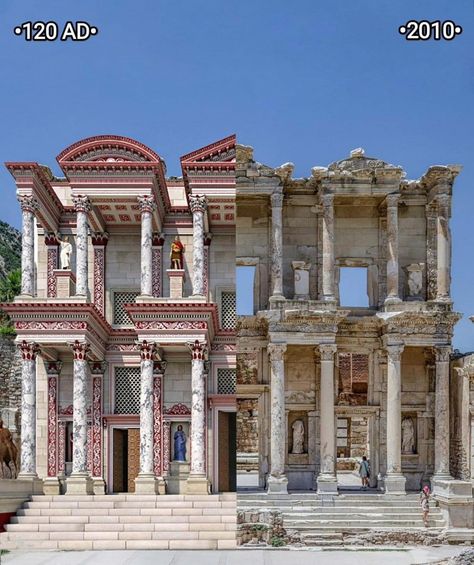 Library of Celsus, Ancient Ephesus. See more: themindcircle.com/ancient-greek-city-ephesus/ Library Of Celsus, Ancient Greek City, Old And New Testament, Ancient City, Ancient Cities, Greece Travel, Ancient History, Ancient Greek, Artifacts