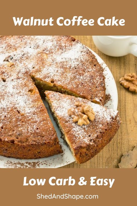 Love Walnut Coffee Cake but not all the sugar and white flour? Try this keto cake recipe. It's quick and easy and so delicious. Try it! Walnut Coffee Cake, Coffee And Walnut Cake, Coconut Flour Recipes, Low Carb Easy, Walnut Recipes, Keto Cake, Walnut Cake, Coffee Cake Recipes, Flour Recipes