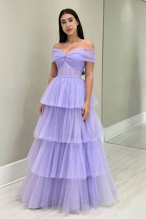 Prom Dress Off The Shoulder, Night Fits, Prom Dresses Off The Shoulder, Purple Tulle, Purple Evening Dress, A Line Prom Dress, Formal Occasion Dress, Tulle Sleeves, Purple Prom Dress