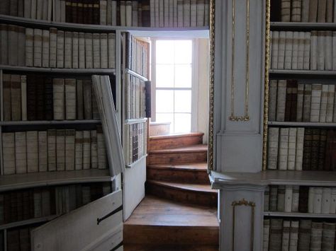 austrian library // pinterest: aryasstark Hidden Passageways, Secret Rooms In Houses, Secret Passage, Escape Room Puzzles, Secret Passageways, Bookcase Door, Hidden Spaces, Secret Room, Real Estat