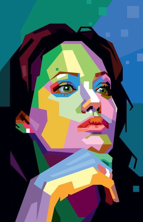 Pop Art Angelina Jolie Portraits Pop Art, Wpap Art, Cartoon Mascot, Polygon Art, Pop Art Drawing, Abstract Face Art, Pop Art Portraits, Low Poly Art, Graphic Designing