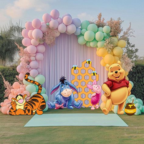 Material: 4mm (3/16") thick plastic with UV printing, which is resistant to water and weather. Height: Honeycomb - 40" Winnie the Pooh - 39" Tigger - 31" Eyeore - 26" Piglet - 23" Honey - 12" Bee - 4'' The figures has a leg on the back for standing on the floor. In addition to bees, they are attached with double-sided tape.  All figures higher than 25" are sent folded in half, for ease of packaging and delivery. The cost of delivery is included in the price of the product. We can make figures according to your wishes - other sizes, colors, materials. The color of the actual product may differ from what you see on the screen due to different device settings. If you have any questions, please contact us. I do not claim the copyright of these figures, all rights belong to their authors. Winnie The Pooh Birthday Balloon Arch, Winnie The Pooh Decorations Birthday, Winnie The Pooh Baby Shower Backdrop, Winnie The Pooh Table Decorations, Winnie The Pooh Birthday Party Ideas, Winnie The Pooh Baby Shower Decorations, Winnie The Pooh 1st Birthday Boy, Winnie The Pooh Balloon Arch, Pooh Bear First Birthday