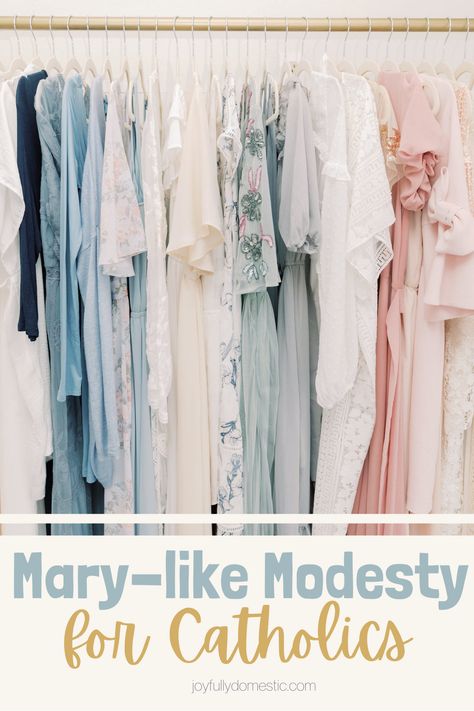 The issue of modesty in dress is always a hot topic, especially during the summer months. But as we are often inclined to shed layers, we instead have a perfect guideline in Mary-like Modesty standards. Our bodies are the temples of the Holy Ghost. And as such, we must dress with dignity and embrace modesty. And what better example can we find for dressing with dignity than that of Our Lady? Mary Like Modesty, Marian Modesty Everyday Wear, Catholic Women Fashion, Mass Outfits Catholic, Marylike Modesty, Modest Dressing For Women, Catholic Mass Outfit, Mass Outfit Church, Catholic Church Outfit