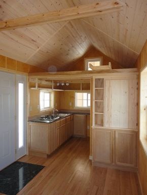 Gorgeous Little 200sqft Cabin Built by Father & Son Attic Truss, Small Interiors, Kitchen Tiny, Trailer House, Wohne Im Tiny House, Vastu House, Tiny House Inspiration, Tiny Cabins, Boat House