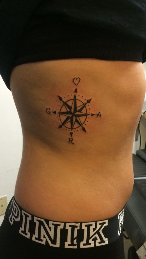 Compass tattoo with family initials <3 His And Hers Compass Tattoo, Sibling Initial Tattoo, Compass Family Tattoo Ideas, Compass Tattoo Family Initials, Compass Tattoo With Initials, Couple Compass Tattoo, Couple Tattoos Compass And Anchor, Family Initial Tattoo Ideas, Tattoo With Initials