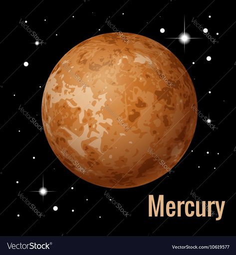 Mercury planet 3d High Royalty Free Vector Image Mercury Planet Art, Planet Merkurius, Mercury Illustration, Mercury Painting, School Stickers Labels, Planet Pictures, Mercury Planet, 3d Vector Illustration, Planets Images