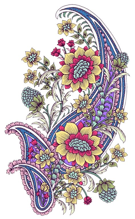 Botanical Flowers Print, Paisley Print Design, Digital Flower, Paisley Wallpaper, Flower Drawing Design, Folk Art Flowers, Paisley Art, Textile Prints Design, Textile Pattern Design