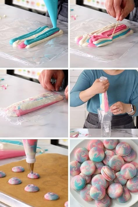 Macarons Decoration Ideas, Macaron Display Ideas Presentation, Cool Macarons, Marble Macarons, Fun Macarons, Decorating Macarons, Decorate Macarons, Macaron Inspiration, Colored Macarons