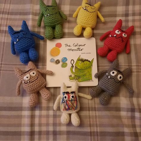 Colour Monster Crochet Pattern, Crochet Pocket Monster, Crochet Story Book Characters, Crochet Book Characters, The Colour Monster, The Color Monster, Colour Monster, Color Monster, Crochet Pour Halloween