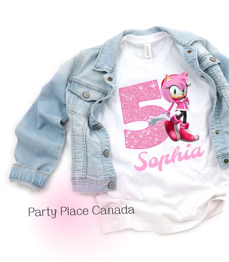 Sonic Birthday Theme, Sonic Birthday Shirt, Sonic Birthday Party, Sonic Amy, Sonic Birthday Parties, Rose Birthday, Rosé Birthday, Sonic Birthday, Personalized Birthday Shirts