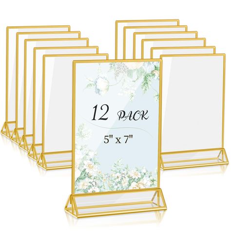 PRICES MAY VARY. 【Elegant Design 】The acrylic table number stands with 4mm thick gold border design features a sleek and sophisticated , adding a touch of elegance to any various occasions such as weddings, parties, and business events. 【Premium Acrylic Construction 】Made from high-quality acrylic providing clarity and durability .It is resistant to falls and maintains its clarity and color even with continuous exposure to sunlight. 【Customize & Stable 】The detachable table sign holder stand fea Wedding Welcome Tables, Gold Border Design, Wedding Welcome Table, Acrylic Sign Holder, Free Wedding Cards, Place Card Table Wedding, Acrylic Picture Frames, Acrylic Table Number, Table Number Holders