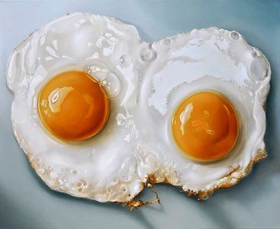 fried egg | Fried egg, Double,2009,oil on canvas,90x110cm Tjalf Sparnaay, Hyperrealism Paintings, Hyper Realism, Hyper Realistic Paintings, Realistic Oil Painting, Realism Painting, Food Painting, Fried Eggs, Egg Painting