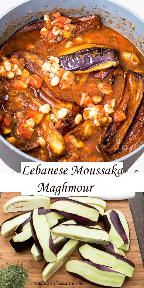 Eggplant Lebanese Recipe, Vegan Moussaka Recipe, Lebanese Eggplant Recipes, Lebanese Moussaka Recipe, Lebanese Moussaka, Arab Dishes, Vegan Lebanese, Eggplant Moussaka, Eggplant Stew