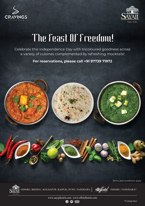 Independence Day Restaurant Post, Republic Day Restaurant Ads, Independence Day Creative Ads Food, Independence Day Restaurant, Restaurant Post Ideas, Independence Day Food, Restaurant Promotions, Food Creatives, Indian Food Photography