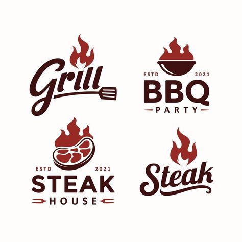 Steak Logo Design, Steak Logo, Bbq Logo, Bbq Steak, Flyer And Poster Design, Wedding People, Bbq Party, Heart Tree, Logo Banners