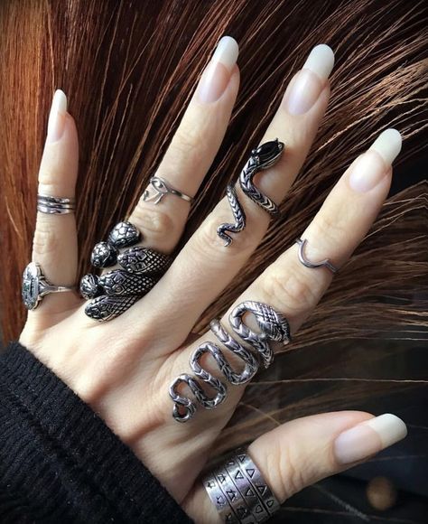 Rings Snake, Silver Snake Ring, Avant Garde Jewelry, Jewelry Styling, Grunge Jewelry, Apocalyptic Fashion, Edgy Jewelry, Punk Earrings, Snake Ring Silver