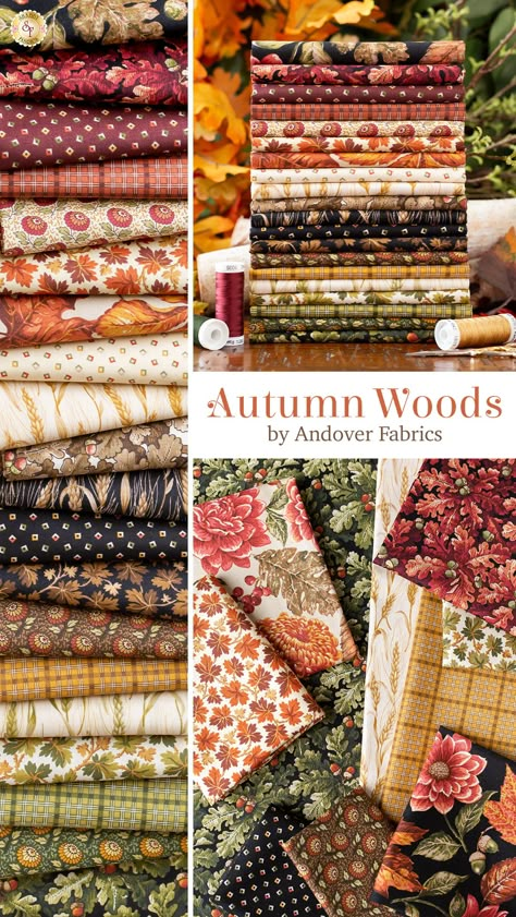 Fall Fabrics Prints, Quilting Color Schemes, Autumn Quilts Patterns, Autumn Quilts Ideas, Fall Fabric Crafts, Fall Quilts Autumn, Autumn Quilts, Autumn Quilt, Fall Sewing Projects