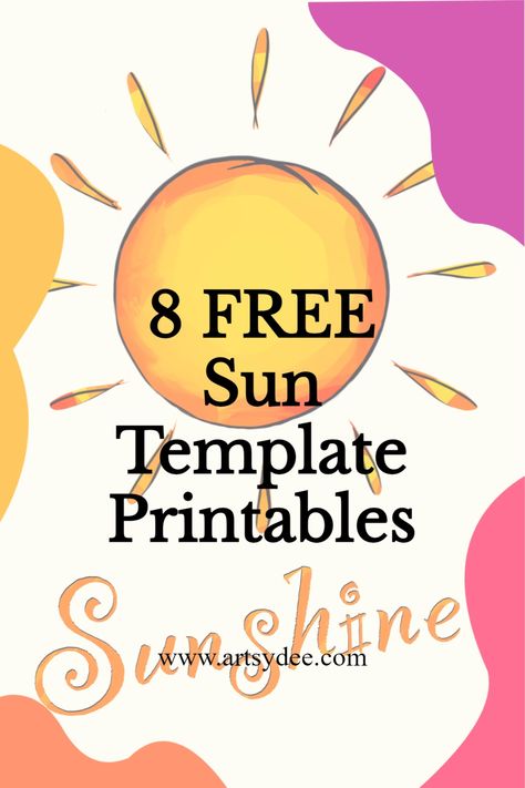 Free Sunshine Printable, Sunshine Template Free Printable, Sun Template Free Printable, Printable Sun, Sun Outline, Sun Template, Sunshine Printable, Craft Printables, Wreath Printable