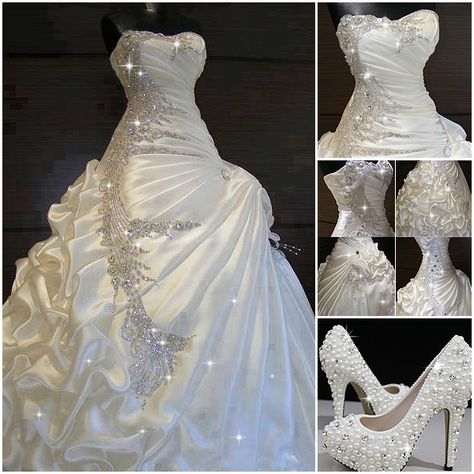 2000s Wedding Dress, 2000s Wedding, Glittery Wedding Dress, Long Sleeve Ball Gown Wedding Dress, Wedding Dress Aesthetic, Rhinestone Wedding Dress, Crystal Wedding Dresses, Plus Wedding Dresses, Dreamy Wedding Dress