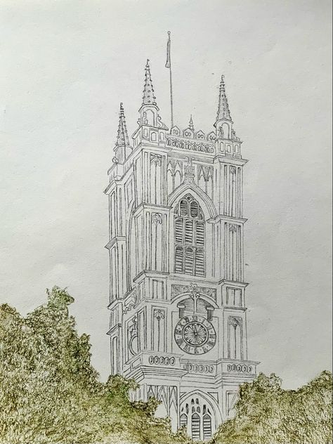 Westminster Abbey Drawing, School Exercise, Architect Drawing, Architectural Drawings, Westminster Abbey, Pencil Drawing, Westminster, Architecture Drawing, Cologne Cathedral