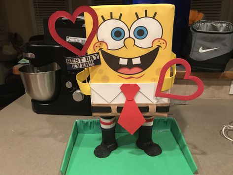 SpongeBob Squarepants Valentine’s Day Box for Kindergarten Spongebob Valentine Box Ideas, Gary Valentine, Kids Valentine Boxes, Valentine Box Ideas, Valentine Boxes, Valentine Box, Valentines For Kids, Spongebob Squarepants, Best Day Ever