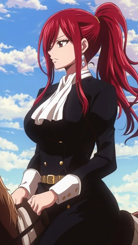 ฅ ฅ ᴹᵃᵈᵉ ʷⁱᵗʰ ᴬᴵ Irene Scarlet, Erza Scarlet Aesthetic, Erza Scarlet Fanart, Red Bright Hair, Fairy Tail Anime Characters, Fairy Tail Female Characters, Ezra Scarlet, Fairy Tail Jellal, Erza Jellal