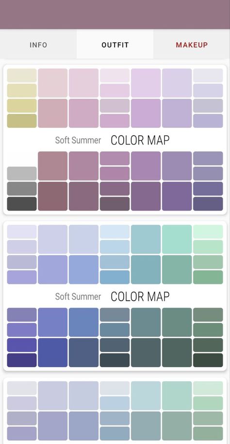 Mute Summer Colour Pallete, Soft Summer Color Palette Outfits Style, Soft Summer Purple, Muted Summer Color Palette Outfits, Summer Mute Cool Tone Outfit, Summer Mute Color Palettes, Soft Summer Color Palette Clothes, Soft Summer Color Combinations, Soft Summer Outfits Color Palettes