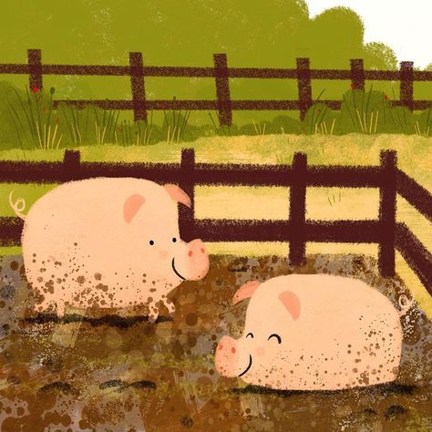 Pig Aesthetic, Cute Pig Illustration, Pig Concept Art, Pig Illustration Design, Pig Fantasy Art, Vintage Pig Illustration, Pig Illustration Character, Pig In Mud, Pig Illustration